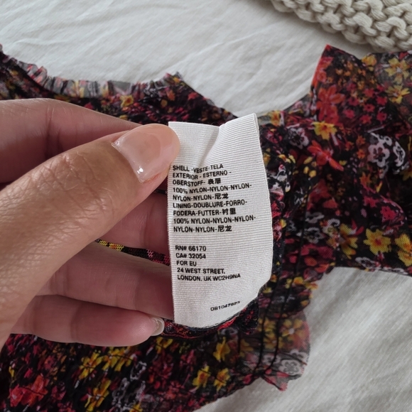 NWOT Free People Twyla Smocked Floral Mesh Top, Size Petite Small - Picture 14 of 14